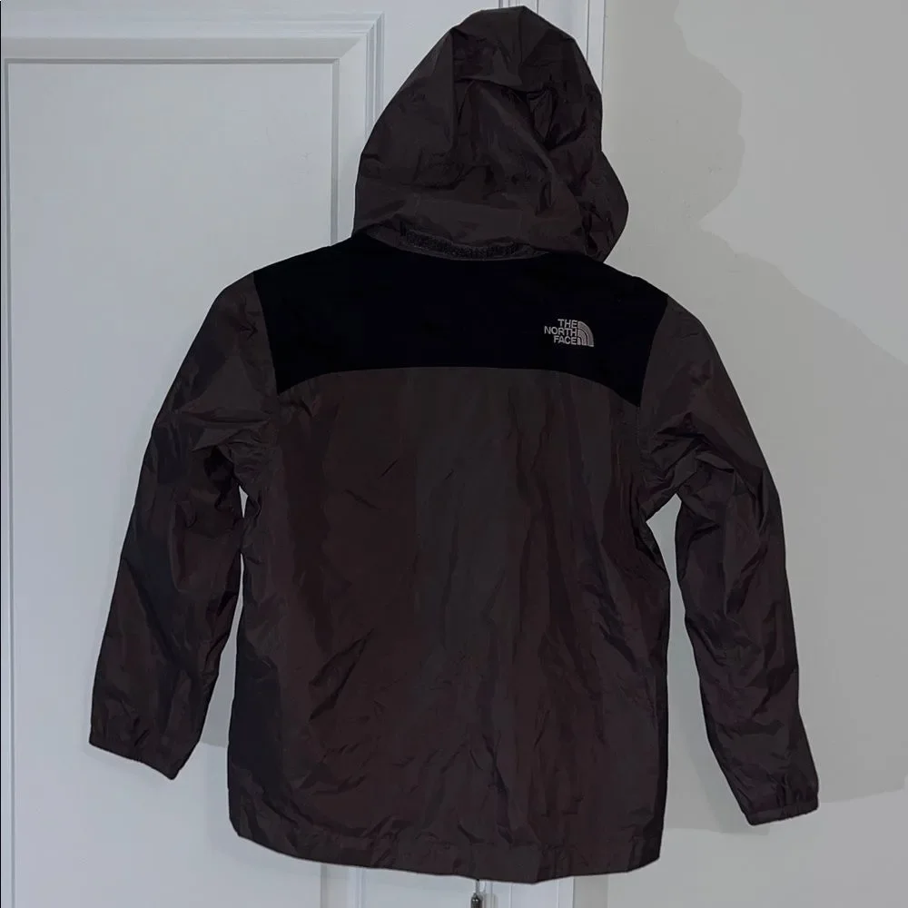 Hooded Black/Gray North Face Hyvent Waterproof Rain Parka Coat Jacket Youth S